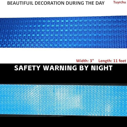 Blue Reflective Tape 3 inch, Outdoor Waterproof High Visibility Warning Industrial Marking Tape, Safety Stickers (11 feet)