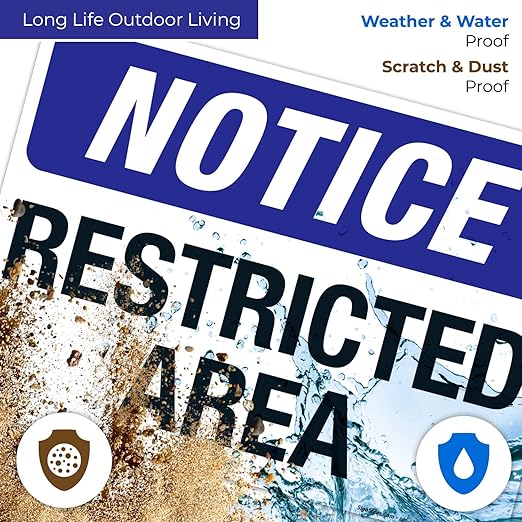 Notice Restricted Area Sign, 10x14 Inches, Rust Free .040 Aluminum, Fade Resistant, Made in USA