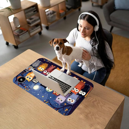 Heated Mouse Pad with 3 Temperature Settings(104°F–122°F),Large 24x14.2 Inch PU Leather Heated Desk Mat,Waterproof Warming Pad for Office,Gaming & Cold Hands Relief,Colorful Night Owls