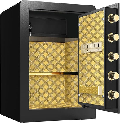 3.0 Cubic Feet Large Electronic Digital Security Safe with Hidden Code, Private Inner Cabinet, Fireproof & Waterproof Bag - Triple Access, Dual Alarm, Wall/Floor Mountable -for Home, Office & Hotel