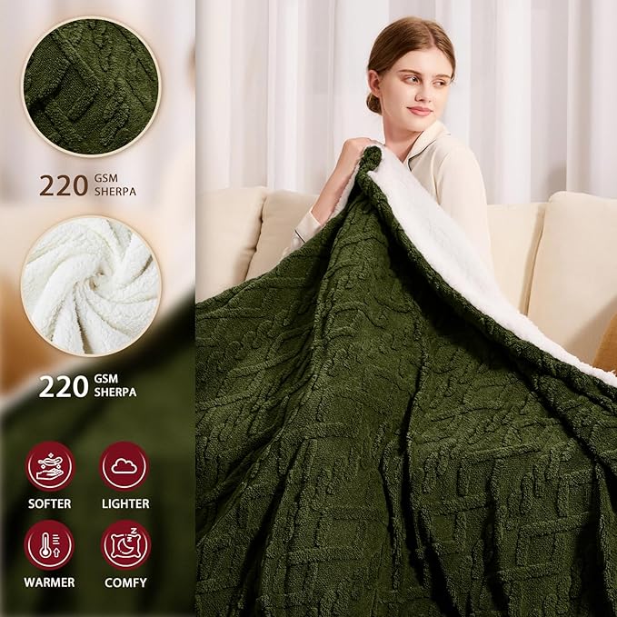Heated Electric Blanket Queen Size-84"x90" Heating Blanket with 10 Heating Levels & 5 Time Settings Over-Heat Protection，Winter Warmer for Adults with ETL Certification（Green）