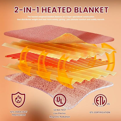 Heated Electric Blanket King Size - 100"x90" Flannel Heating Blanket with 10 Heating Levels & 5 Time Settings Over-Heat Protection, Winter Warmer for Adults with ETL Certification（Pink）