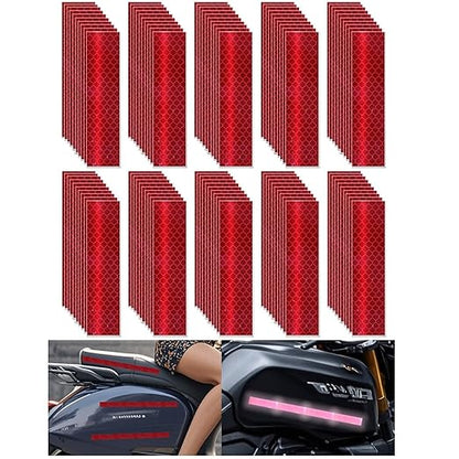 Non Fading Red Reflective Stickers 1 inch X 4 inch, Outdoor Waterproof High Visibility Warning Safety Adhesive Reflector Tape (100 Pcs)