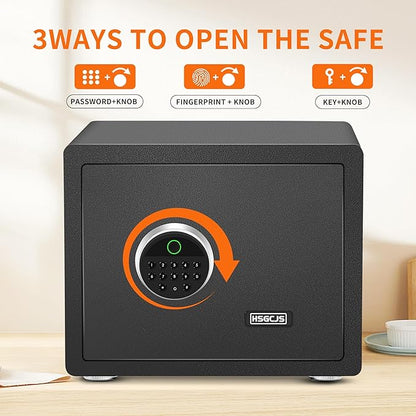 HSGCJS Biometric Fingerprint Safe Box with Digital Keypad, Security Safe for Home, Office and Hotel - 1.2 Cubic Feet