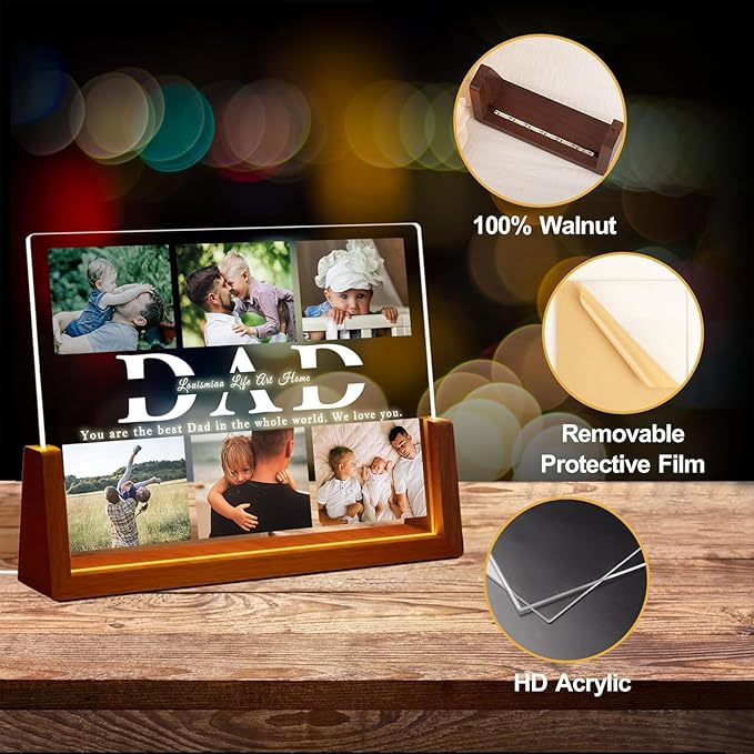 LOUISMIAA Customized Picture Frames Night Light,Decorative Plaque Anniversary Birthday Mother’s Day Father’s Day Valentine’s Personalized Gifts for Boyfriend Girlfriend Couple Women Same Day Shipping