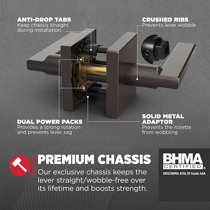 Kwikset Halifax Interior Passage Door Handle, Lever For Closet and Hallway Doors, Reversible Non-Locking Handle Lever, Venetian Bronze, with Microban Protection