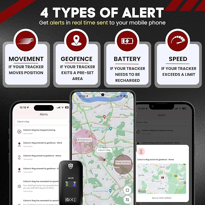 Mini 4G - 4G LTE Rechargeable Mini GPS Tracker, Car, Van, Motorbike etc. 34-205 Countries, Real Time Tracking and Notifications, 7 Day Free Trial - Sim Included, 12 Month Warranty