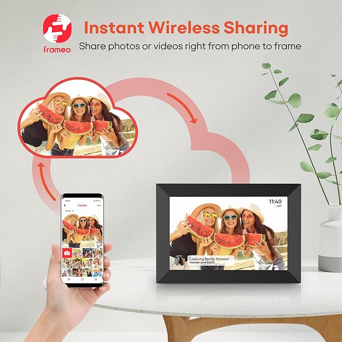 BIGASUO Digital Picture Frame, 10.1" Frameo Digital Frame WiFi with 32GB Memory, 1280x800 IPS Touch Screen, Send Photos/Videos from Your Phone Anywhere, Photo Gifts for Parents and Grandparents 4 Pack