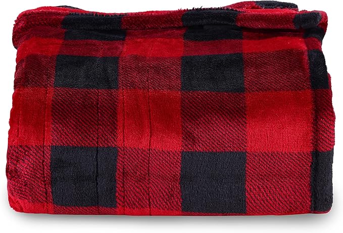 SUNVIVI Heated Blanket 50" x 60", Heating Electric Throw Blanket, 10 Heat Settings, 12 Hours Auto Off, Machine Washable, ETL Certified, Overheating Protection, Black & Red
