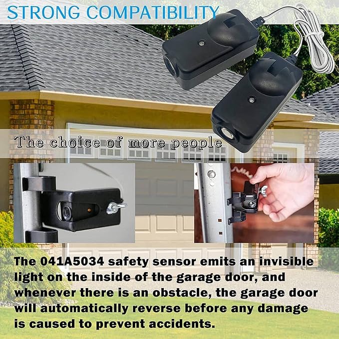 Garage Door Opener Safety Sensor Kit with Bracket, ABS Raynor Pilot Garage Door Safety Sensor for Liftmaster, Chamberlain, Sears, Raynor, Garage Door Opener