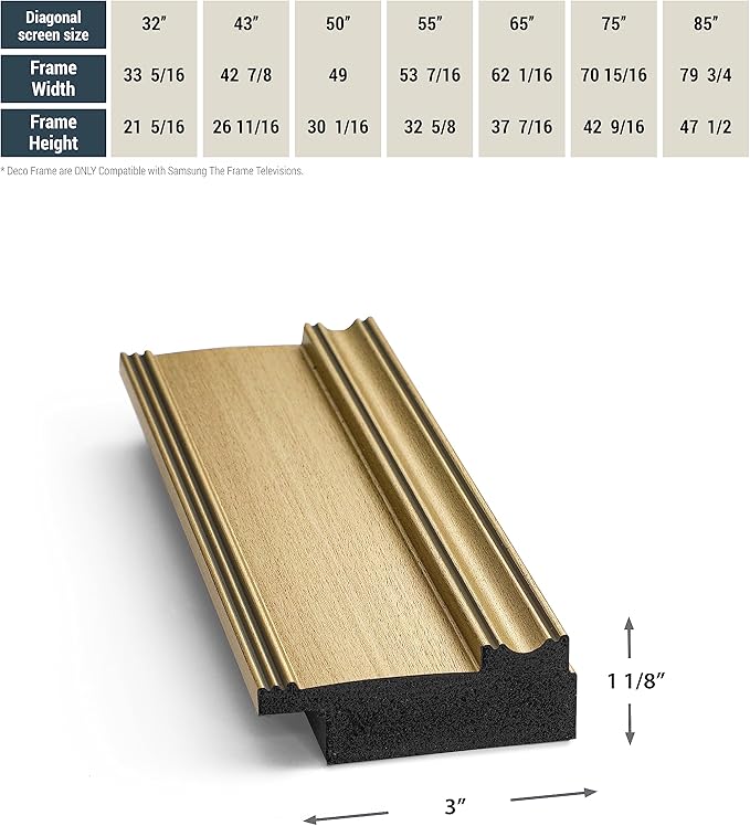 Champagne 3" Color Chip Premiere Deco TV Frame (32",43",50",55",65",75",85") Compatible ONLY with Samsung The Frame and Pro TVs (Fits 2021-2025, LS03A,LS03B,LS03C,LS03D,LS03FA,LS03FW)