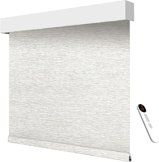 Smart Motorized Blinds – 100% Blackout Roller Shades with Remote, Alexa/Google Home/Siri Control, Matter Compatible, Wireless Rechargeable Battery, Custom Sizes for Windows & Sliding Doors