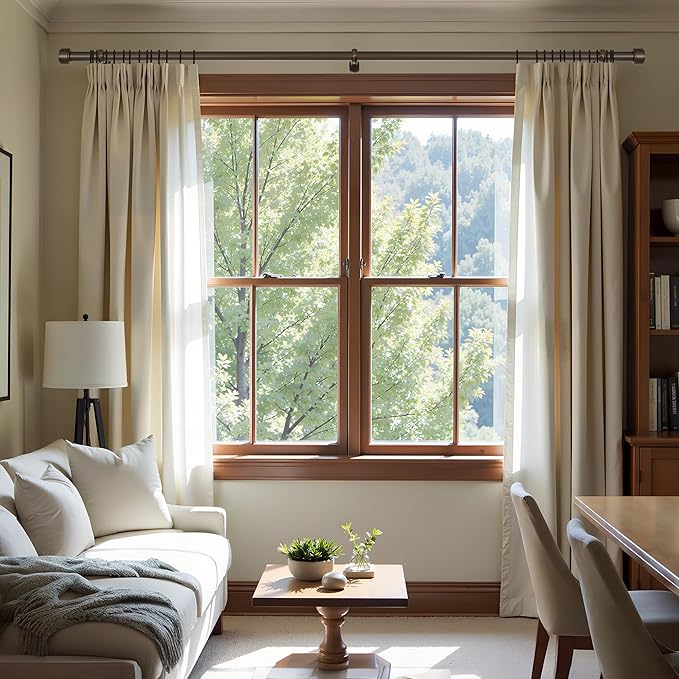 Heavy Duty Curtain Rods - 1 1/4" Large Diameter Premium Nonadjustable Curtain Rod - 36in/3ft Custom Window Treatment Rods with Durable Aluminum Brackets and End Caps,Dark Bronze Finish