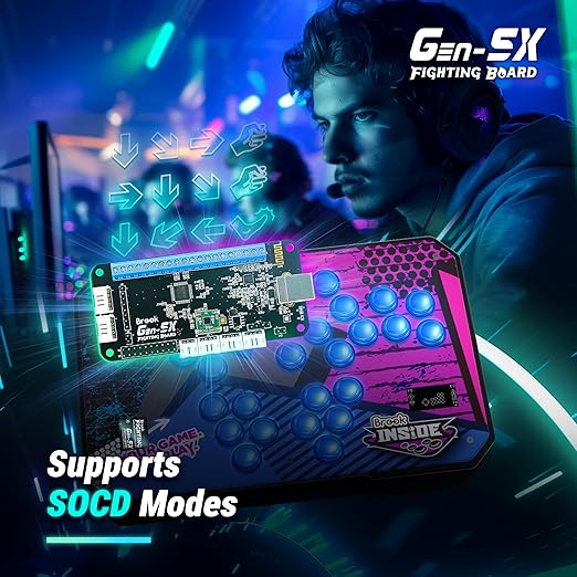Brook GEN5X Fighting Board – Ultimate Multi-Platform Support: Compatible with PS5, Xbox Series, NS 2, and PC – Ultra-Fast Responsiveness Ideal for Fighting Games (Exclusive Version)