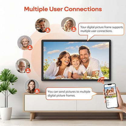 Frameo 32" Extra Large Digital Picture Frame WiFi 64GB, 1920 x 1080 FHD IPS Touch Screen Electronic Photo Frames, Wall Mounted, Auto-Rotate, Support USB and SD Card, Share Photos Videos Instantly