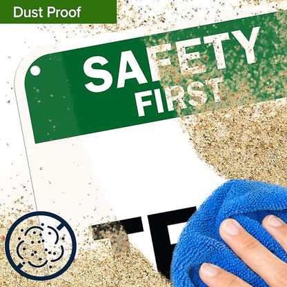 Custom Safety First Sign, OSHA Sign, 12x18 Inches, 55 mil thick HDPE (high density polyethylene), Made in USA by My Sign Center