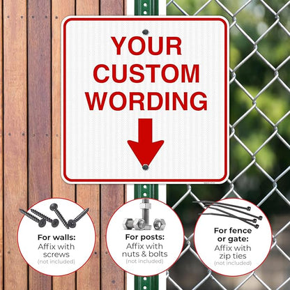 Custom Personalized, with Down Arrow Sign, 36x36 Inches, 3M EGP Reflective.080 Aluminum, Fade Resistant, Made in USA,