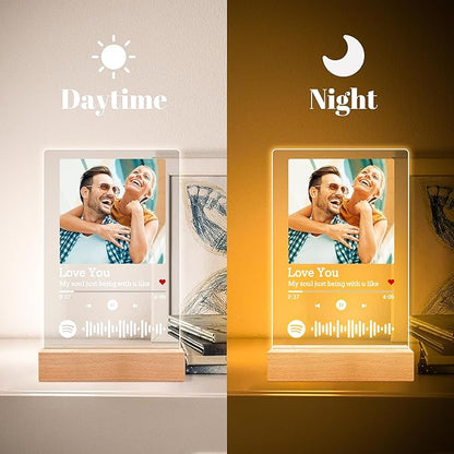 Custom Spotify Plaque, Customized Acrylic Song Plaque Photo Frame, Personalized Picture Frame, Personalized Anniversary Birthday Valentines Day Gifts for Women Men Her Him Girlfriend Boyfriend Couple