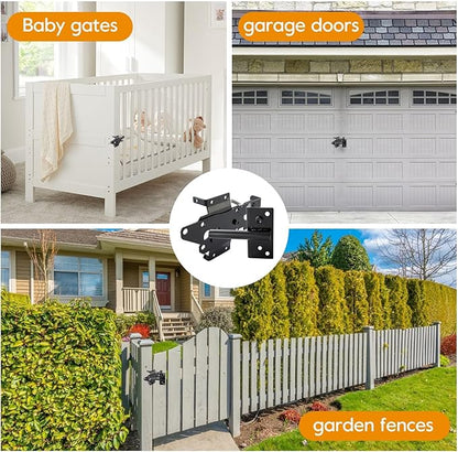 HOME MASTER HARDWARE Heavy Duty Self-Locking Gate Latch for Wooden Fence, Post Mount Automatic Gate Lock, Fence Gate Latch for Pool/Outdoor Garden/Vinyl, Black Finish