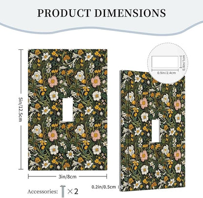 Decorative Light Switch Plate Covers Rustic Green Leaf White Daisy Yellow Floral 1 Gang Light Switch Cover Plate Single Toggle Wall Plate Outlet Covers Faceplate for Bedroom Home Decor