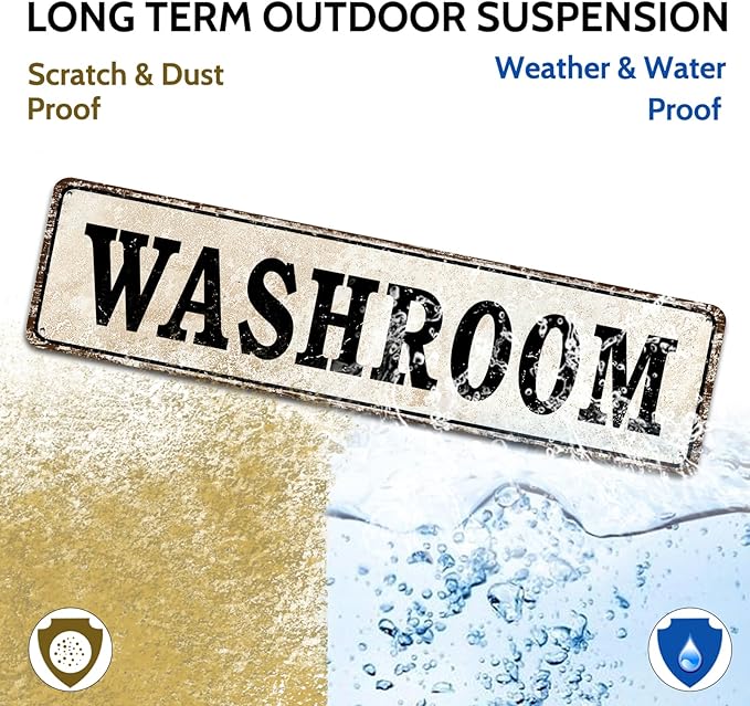 Houseuse Washroom Metal Signs Wall Home Pub Decor 4" by 16"