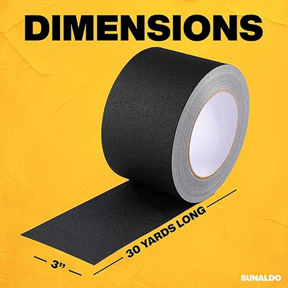 Gaffers Tape (3 Inch x 30 Yards) Strong Hold, Easy to Rip, Residue-Free Professional Grade Floor Tape for Electrical Cords, Matte Finish Non Reflective, Weather Resistant (Black)