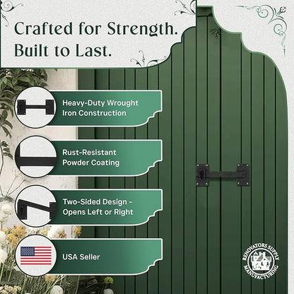 Renovators Supply Manufacturing Black Iron Gate Flip Latch 12" Large Antique Two Sided Flip Locks Rust Resistant Powder Coated Barn Door and Fence Gate Latches with Hardware
