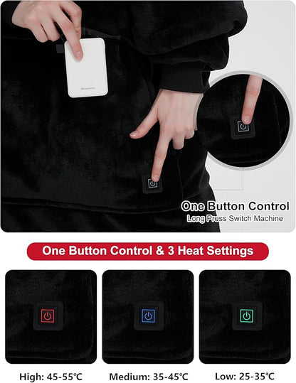 KFUBUO Heated Electric Wearable Blanket Throw Battery Operated Portable USB Cordless Outdoor Hoodie Sweatshirt