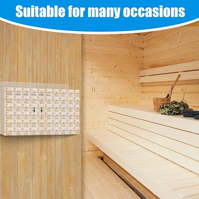 60 Slots Clear Acrylic Cell Phone Locker Box Wall-Mounted with Keys, Lockable Secure Storage Cabinet for Classroom Office Gym, Multi-Use Phone Lock Organizer for Employees Students (Large)