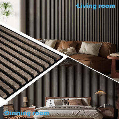 Art3d 2-Pack 108" x 12" Acoustic Wood Panels for Wall, Soundproof Wood Slat Panel for Wall and Ceiling, 3D Fluted Sound Absorbing Paneling for Interior Wall Decor, Living Room, Bedroom - Walnut