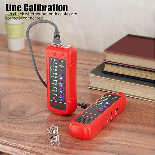 Network Cable Tester, RJ11 RJ45 CAT5 CAT6 Ethernet LAN Wire Tracer with Headphone Jack and Signal Strength Indicator, for Noisy Environments