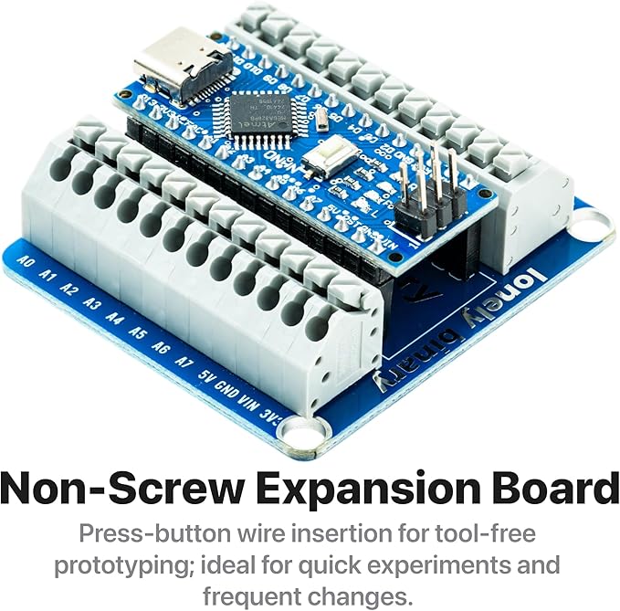 3-Pack Nano V3.0 Development Board Expansion Kit, 3 x Nano V3.0 Type-C & 3X Versatile Expansion Board (Screw, Non-Screw, 2.54mm) Compatible with Arduino IDE Prototyping Projects