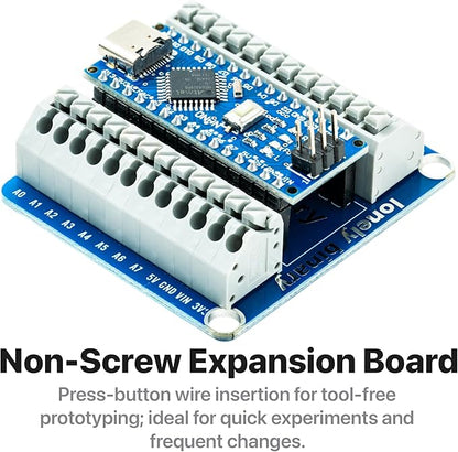 3-Pack Nano V3.0 Development Board Expansion Kit, 3 x Nano V3.0 Type-C & 3X Versatile Expansion Board (Screw, Non-Screw, 2.54mm) Compatible with Arduino IDE Prototyping Projects
