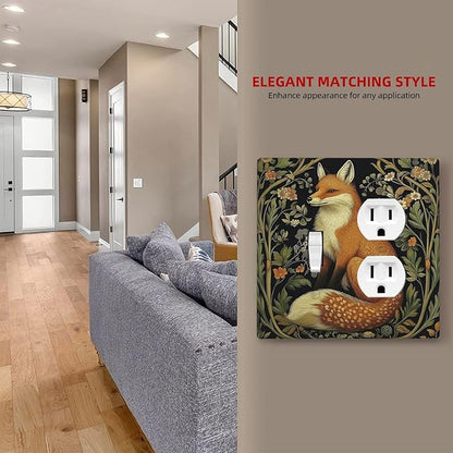 Fox Morris Plants Flowers Vine Colorful Floral Wallplates 1 Toggle 1 Duplex Switch Plate Electrical Gfci Faceplate Decorative Light Switch Covers For Bed Room Living Room Decor