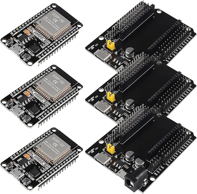 3 Set ESP32 ESP-32S WiFi Development Board NodeMCU ESP-WROOM-32 Microcontroller with ESP32 GPIO Breakout Board 30Pin Type-C Micro USB Dual Interface ESP32 Shield 30P Expansion Board