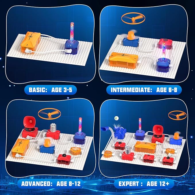 Science Kits for Kids Electronics Exploration Kit with 260+ Circuit Projects, Physics Experiments Circuit Board STEM Educational Toy for Boys Girls Ages 3 4 5 6 7 8 9 10 11 12+