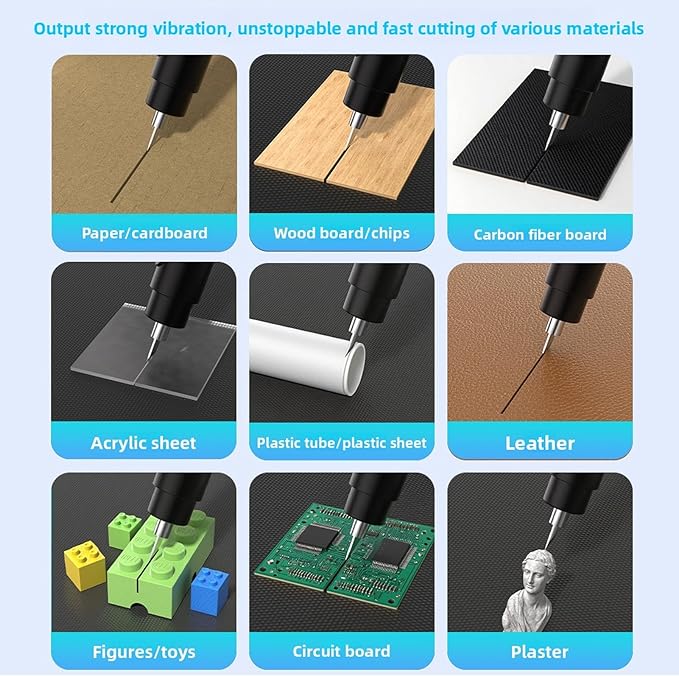 Vikye Ultrasonic Cutter, 40kHz Handheld Craft Cutting Tool 30W 3 Gears with 50 Replacement Blades OLED Display, for Plastic 3D Prints DIY (US Plug)