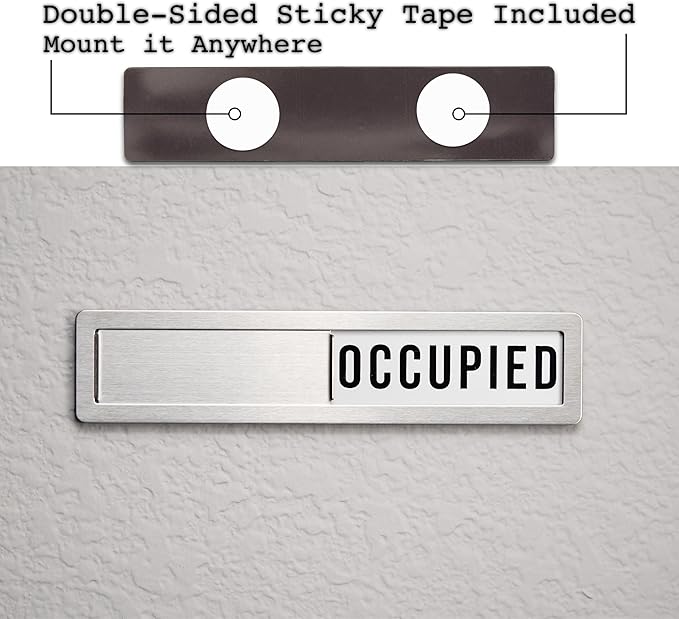Stainless Steel Vacant/Occupied Privacy Sign for In Out Office Room Use, Vacant and Occupied Bathroom or Business Indicator Signs - All Metal Professional Design