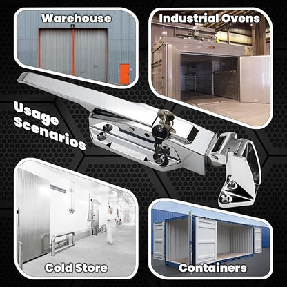 Walk in Cooler Door Handle, Walk in Cooler Door Closer Complete Latch Kit, Cooler Door Radial Latch (1/5 In-3/5 in(Offset)) and 6" Solid Nylon Glow-in-The-Dark Release Handle