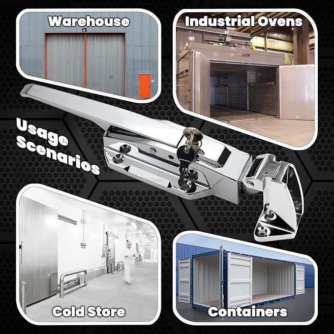 Walk in Cooler Door Handle, Walk in Cooler Door Closer Complete Latch Kit, Freezer Door Handle, Cooler Door Radial Latch, Offset -1/5 In-3/5 In(Offset) and 5.9" Solid Metal Interior Release Handle