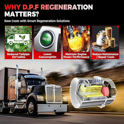 Launch CRP129 HD Heavy Duty Truck Scanner, 2026 Full System Diesel Scanner with Speed Limit Adjust Reset, D.P.F Regen, Oil Reset for Commercial Vehicles, Cummins, Detroit, International Paccar