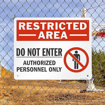 SmartSign 24 x 30 inch “Restricted Area - Do Not Enter, Authorized Personnel Only” Metal Sign with Symbol, 80 mil Laminated Rustproof Aluminum, Red, White and Black, Made in USA