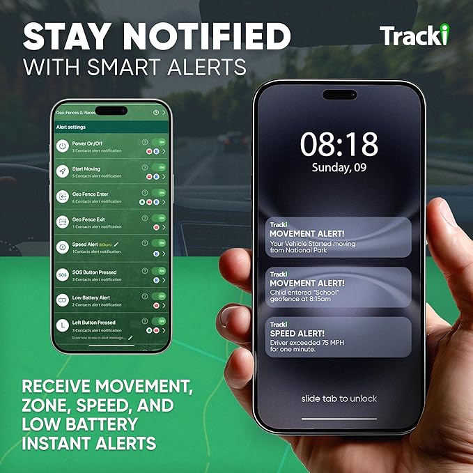 Tracki GPS Tracker for Vehicles, Car, Kids. Subscription Needed. US-Made Tech. 4G LTE GPS Tracking Device. Unlimited Distance, US & Worldwide. Small (Tracker) (Tracker 1 Year Subscription Incl.)