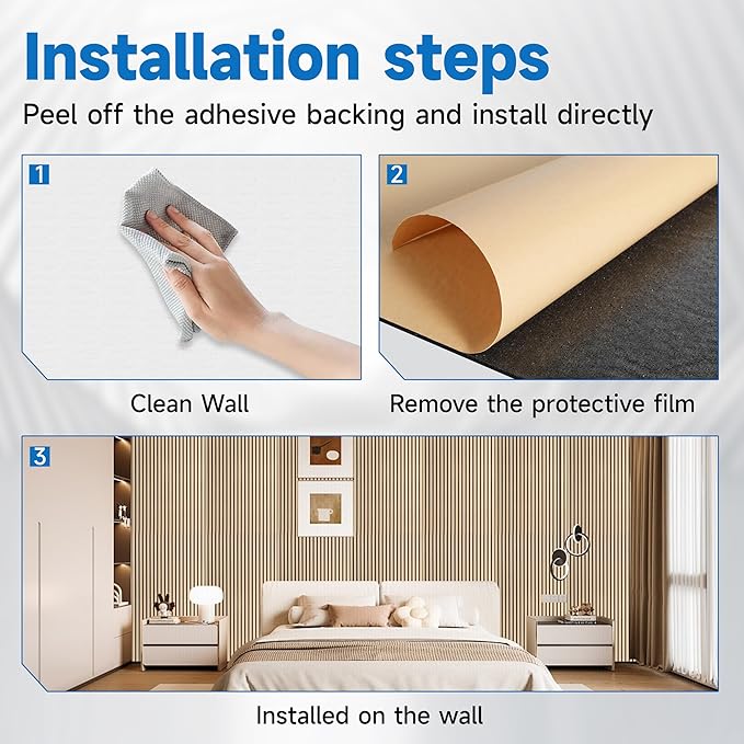 5 Pack Large Acoustic Wall Panels 47.2 x 23.6 x 0.4 Inch Sound Proof Sound Absorbing Polyester Fiber Panels Self-Adhesive Decorative Acoustic Panels for Home Studio, Office, Recording