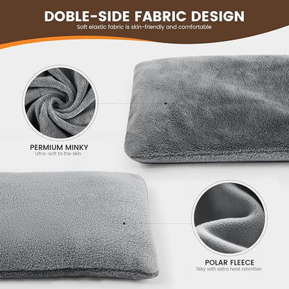Microwave Heating Pad with Washable Cover, 6.5 X 12“ Microwavable Heating Pads for Neck and Shoulders and Back, Warm Compress for Knee, Muscles, Joints, Wrist, Abdomen (Gray)