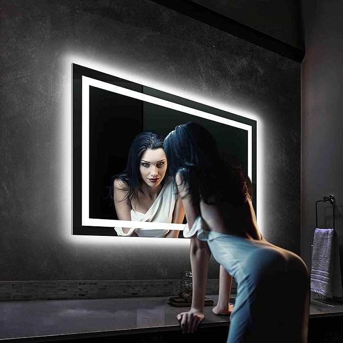 Blossom 48X30 LED Bathroom Mirror with Lights, Anti-Fog, Dimmable, Backlit & Front Lit, Lighted Bathroom Vanity Mirror for Wall, Memory Function, Waterproof, Tempered Glass, Smart Vanity Makeup Mirror