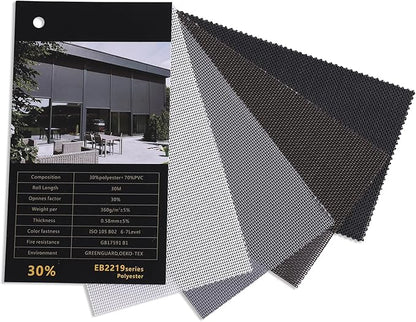 ZSHINE Hard-Wired Outdoor Weatherproof Motorized Patio Roller Shades Remote Control for Porch Balcony Customized Size (Fabric Swatch)