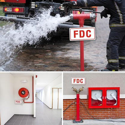FDC Sign, 2 Pack Outdoor Aluminum Metal Sign, FDC Signs for Fire Department Connection, UV Protected Weather Resistant and Easy to Install (White Color, 12 x 6 inches)