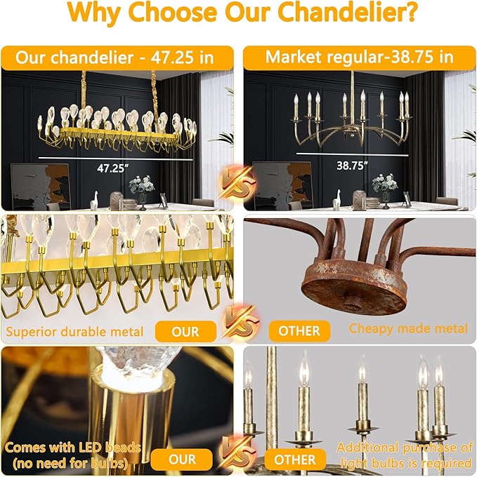 44 Light Gold Chandelier 47.25'' Large Crystal Chandeliers for High Ceiling Dining Room Modern Classic Chandelier Light Fixture for Large Living Room Foyer Stairs Entry Restaurant Hotel