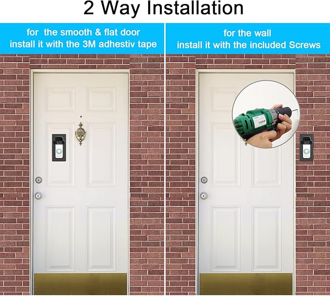 BFYTN Adhesive Mount Compatible with for Video Doorbell No-Drill Mounting Bracket Cover Holder Not Block Doorbell Sensor